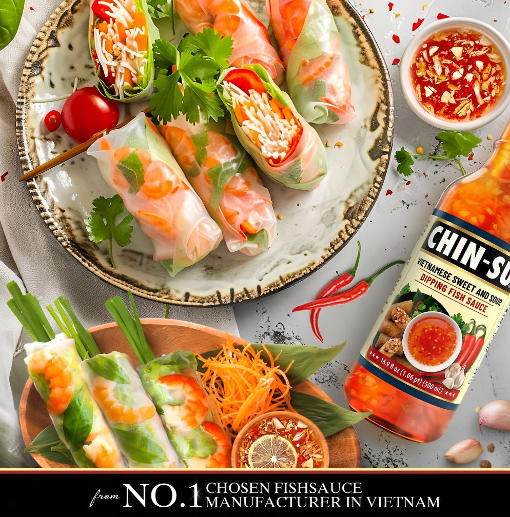 chin-su dipping fish sauce with rolling package
