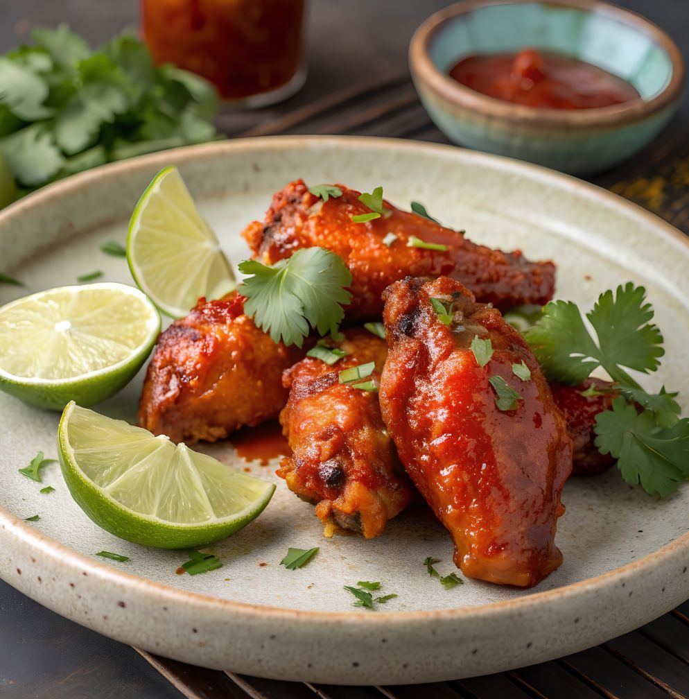 chin-su hot sauce original with fried chicken