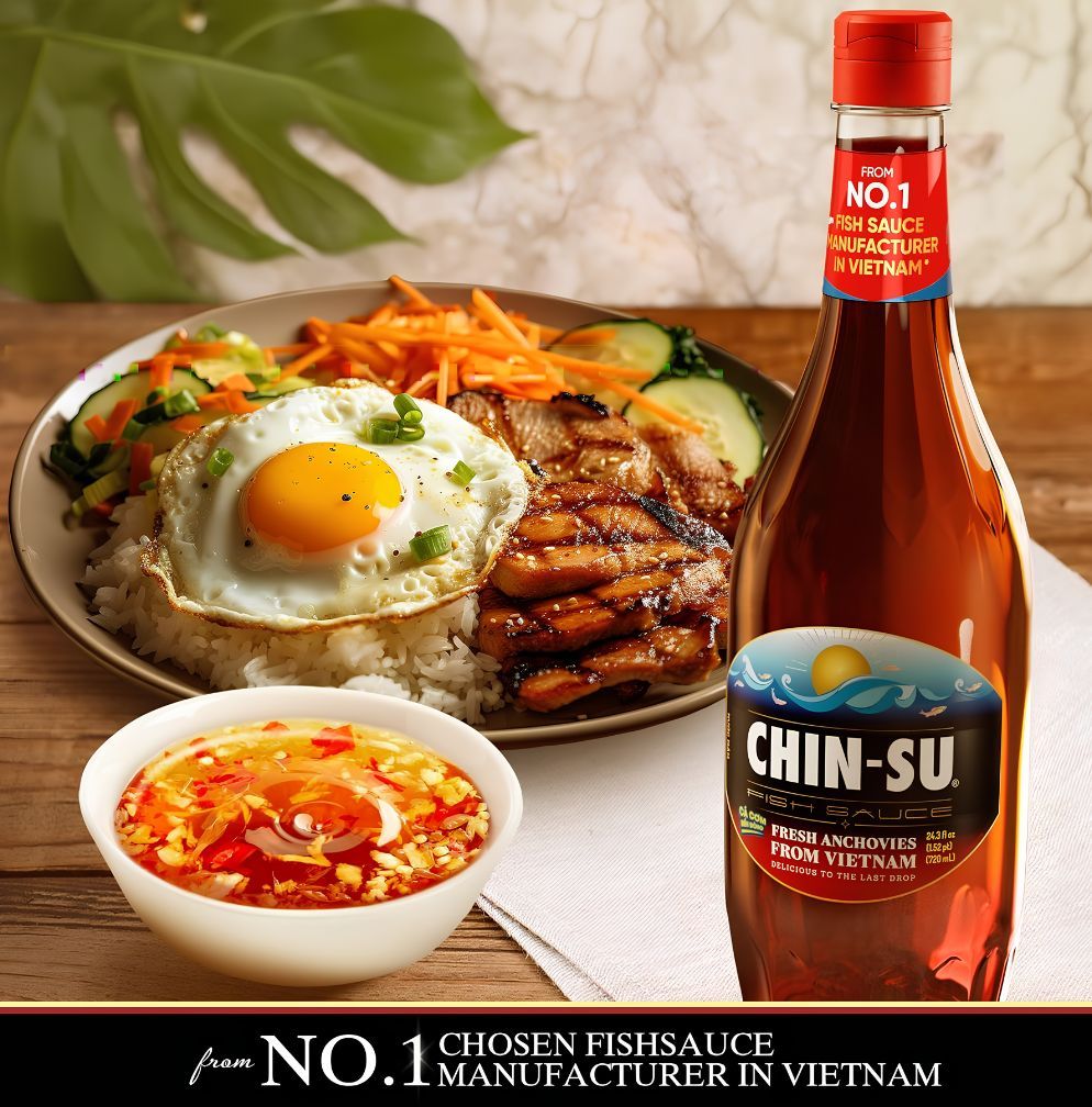 chin-su premium vietnamese fish sauce with com tam