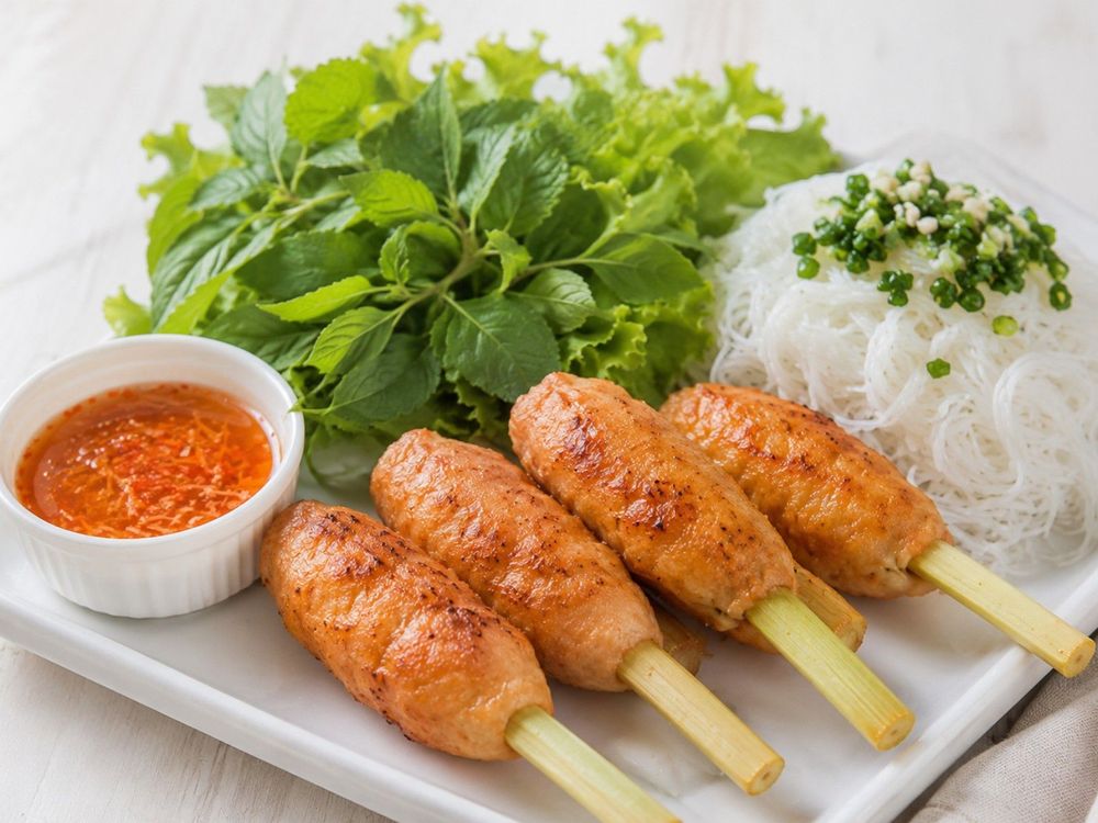 Chao tom Vietnamese sugarcane shrimp