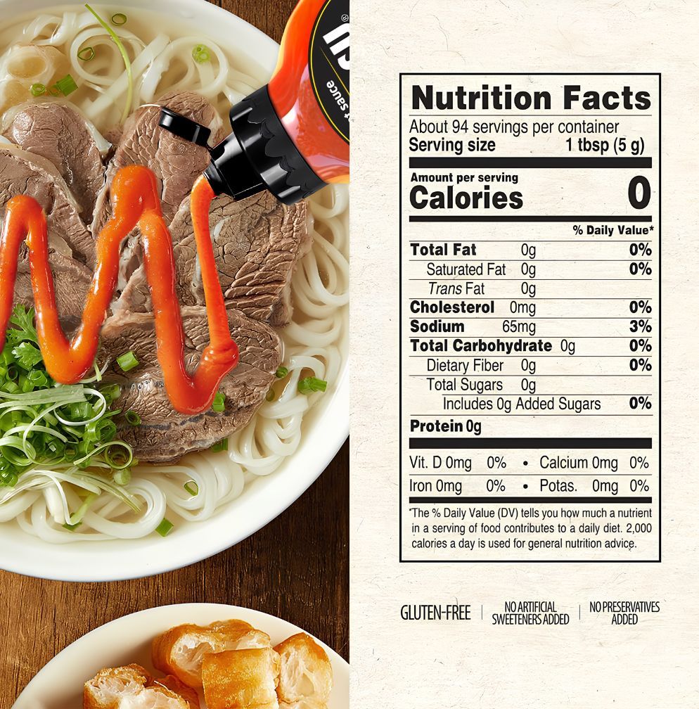 sriracha hot sauce for pho nutrition facts