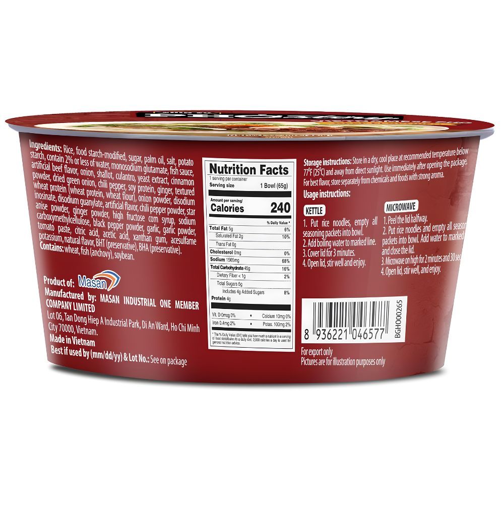 vietnamese pho beef flavored instant noodle bowl